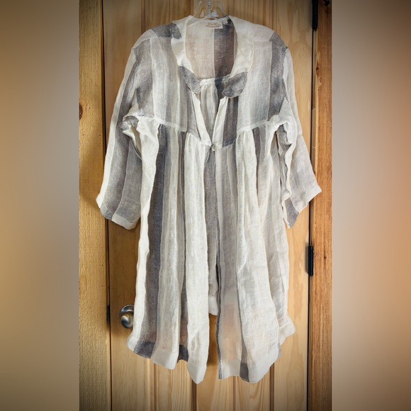 paper lace Tops - Paper Lace Lagenlook Boho 100% Linen Open Front Cardigan Duster